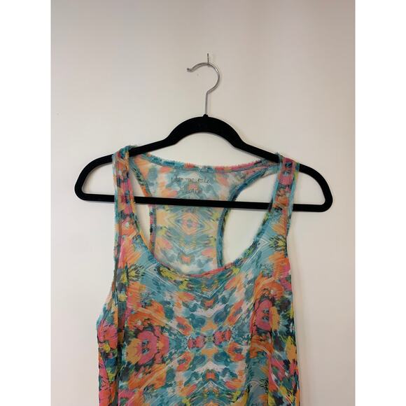 Aeropostale Blouse Sheer SZ XL Racer Back Multi Floral Delicate Boho - Picture 3 of 7